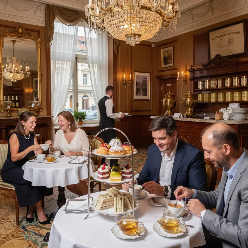 Csésze hársfavirág tea, mellette méz és citromszeletek a tálcán.