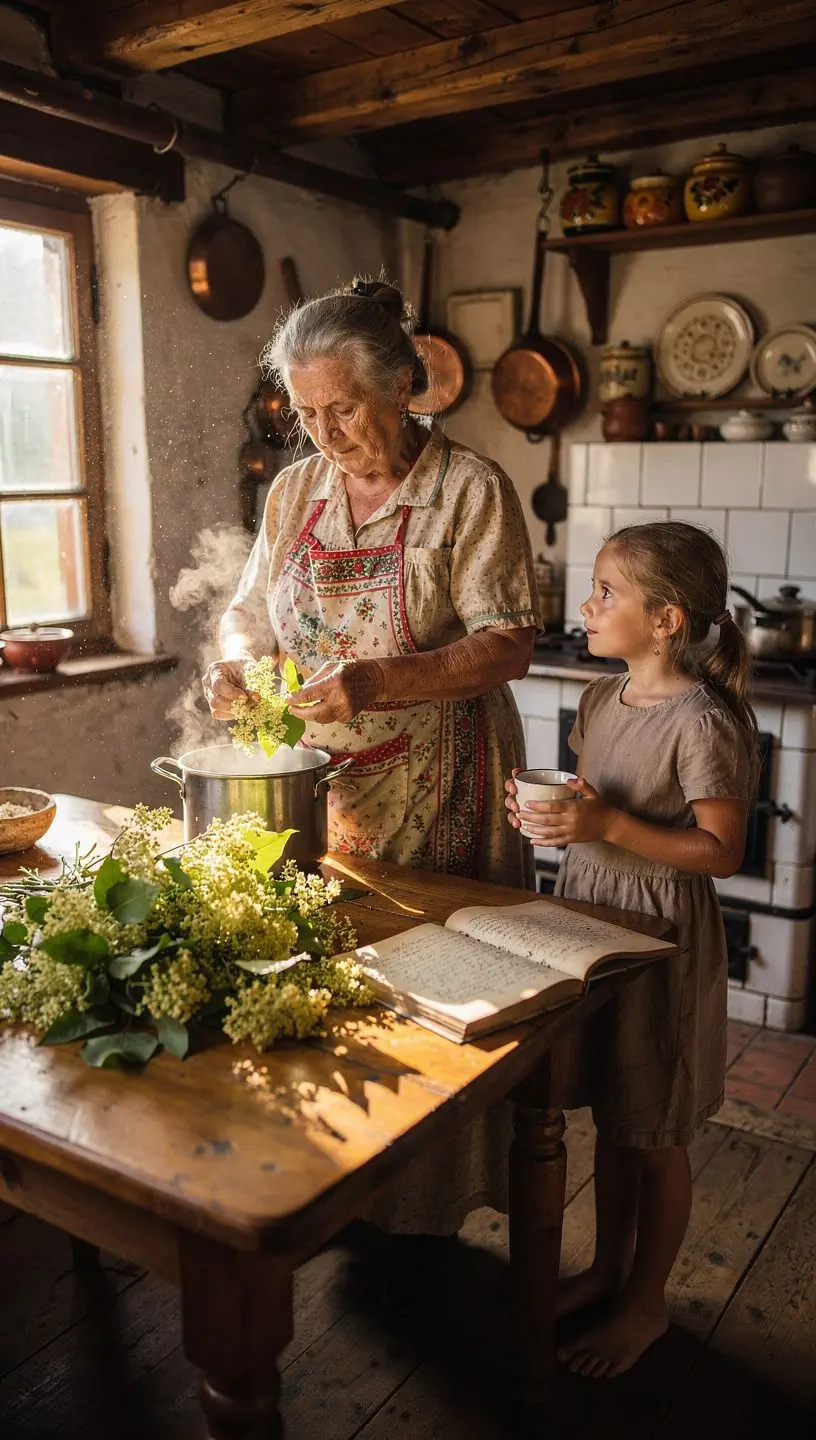Hársfa virágtea tálalása, színes virágokkal díszített asztalon.