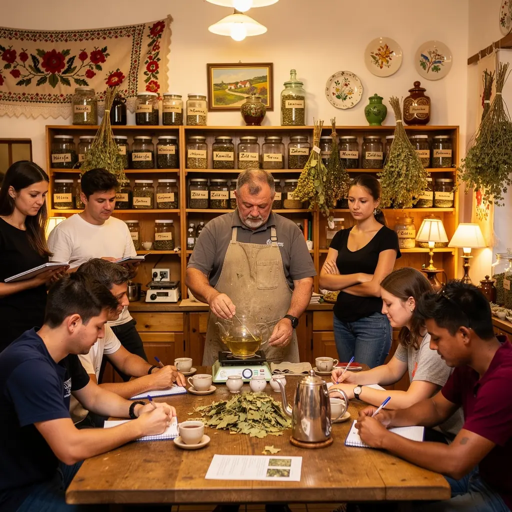 Hársfavirág tea gőzölgő csészében, a napfényben ragyogó virágokkal.